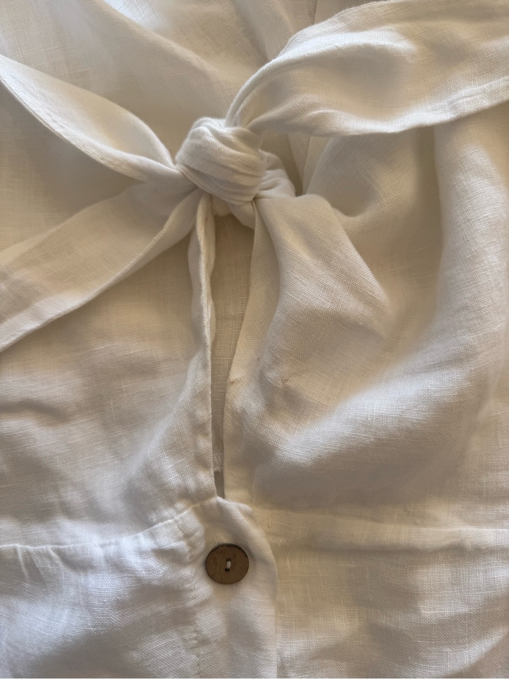 Civico Women’s White Button-Front Linen Midi Dress with Tie Neck(Italian) - Picture 7 of 7